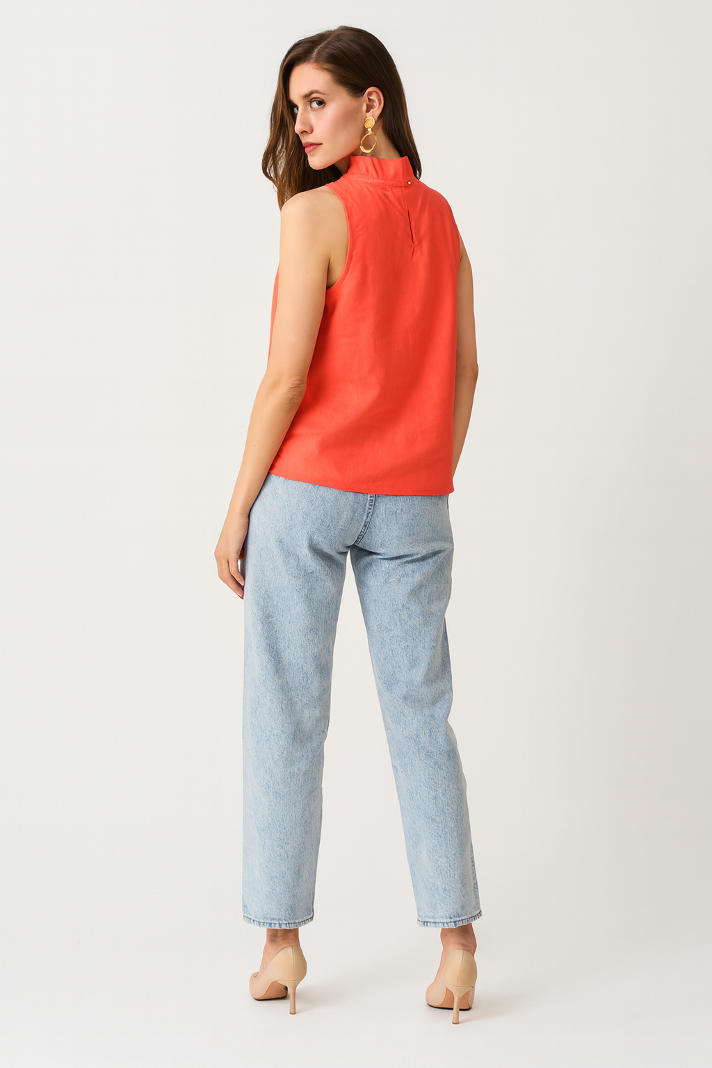 Blusas Para Mujer Tipo Lino Sin Mangas N51150 Coral