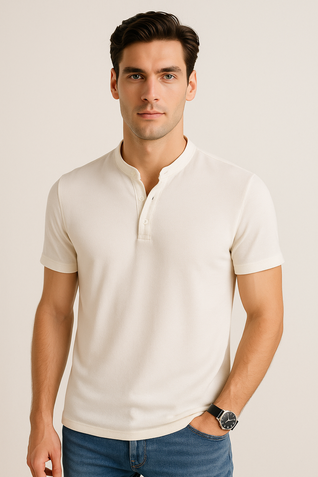 Playeras Para Hombre Textura Con Aletilla A51308 Hueso