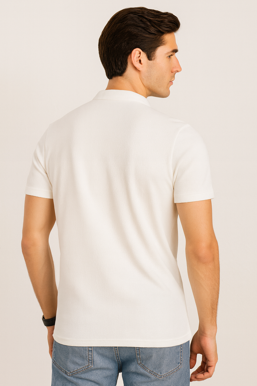 Playeras Para Hombre Textura Con Aletilla A51308 Hueso