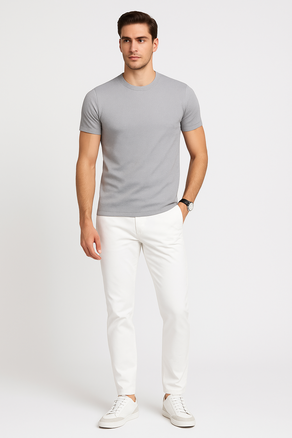Playeras Para Hombre Con Textura A51305 Gris