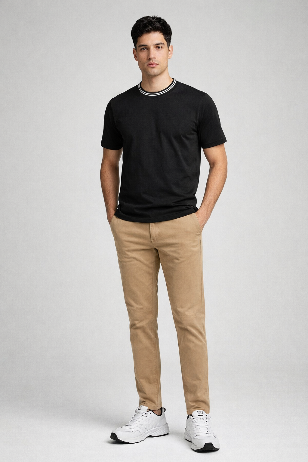 Playera para Hombre Cuello Redondo Stretch Antiarrugas A61403 Negro