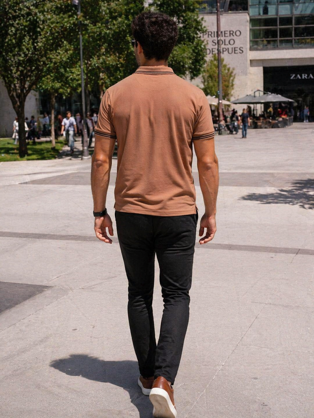 Playeras Polo Para Hombre Básica con Rayas APOLRS Cocoa