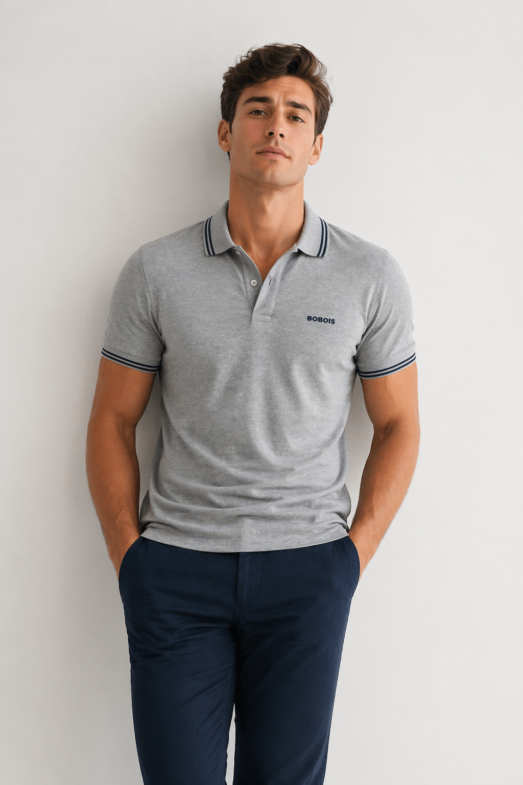 Playeras Polo Para Hombre Básica con Rayas APOLRS Jaspe