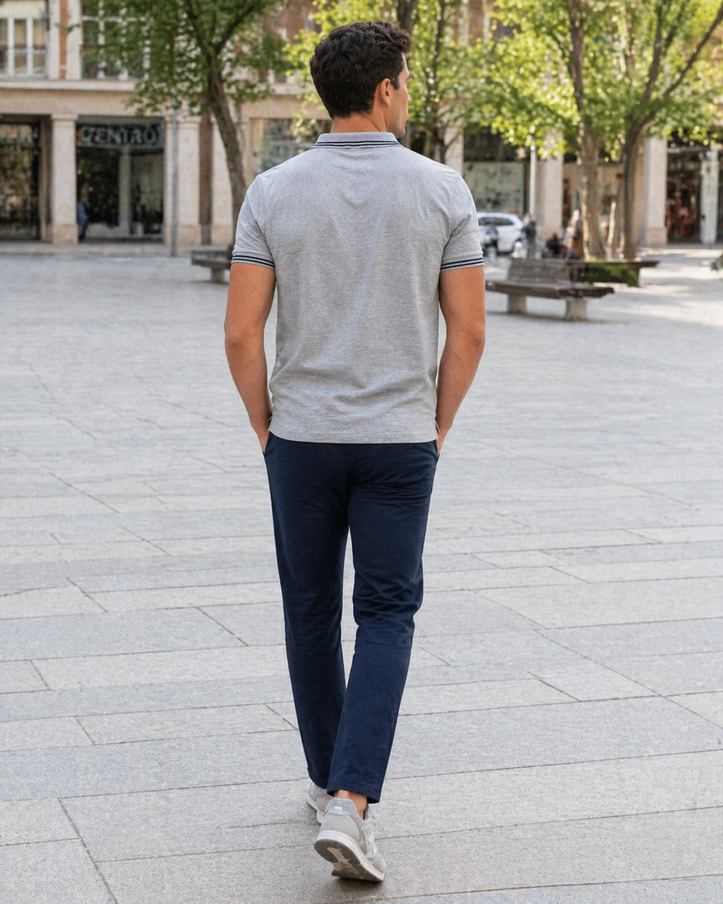 Playeras Polo Para Hombre Básica con Rayas APOLRS Jaspe