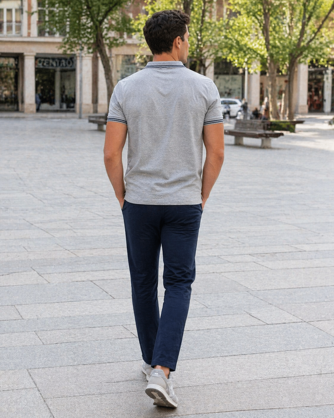 Playeras Polo Para Hombre Básica con Rayas APOLRS Jaspe