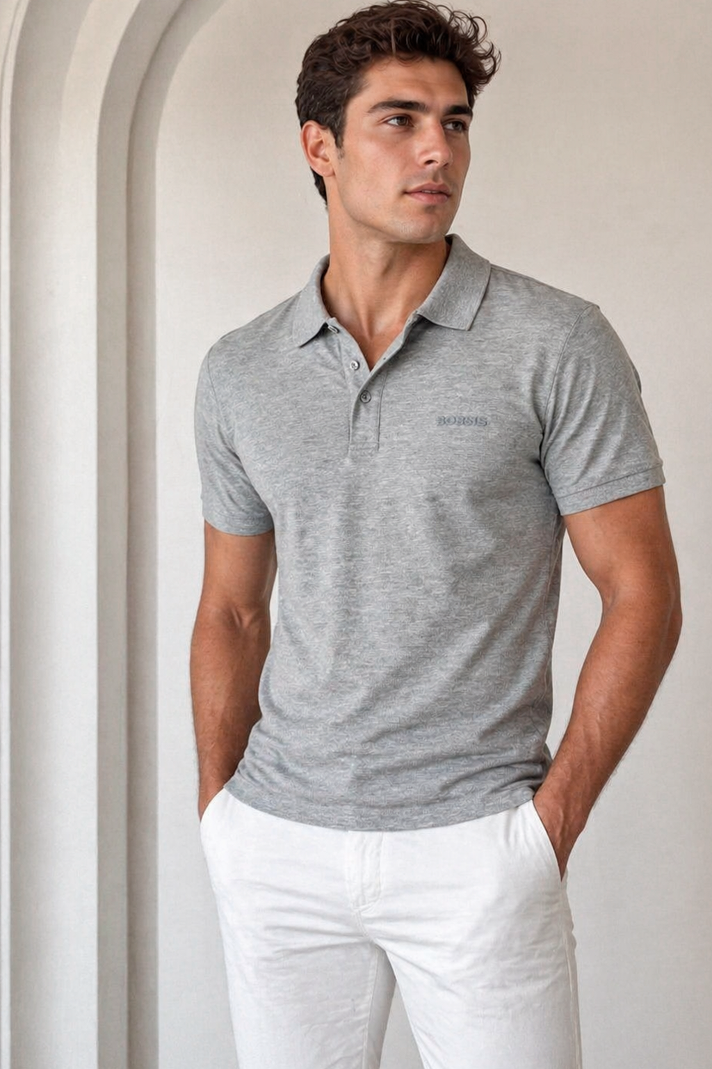Playeras Polo Para Hombre Manga Corta Basica APOLBS Jaspe
