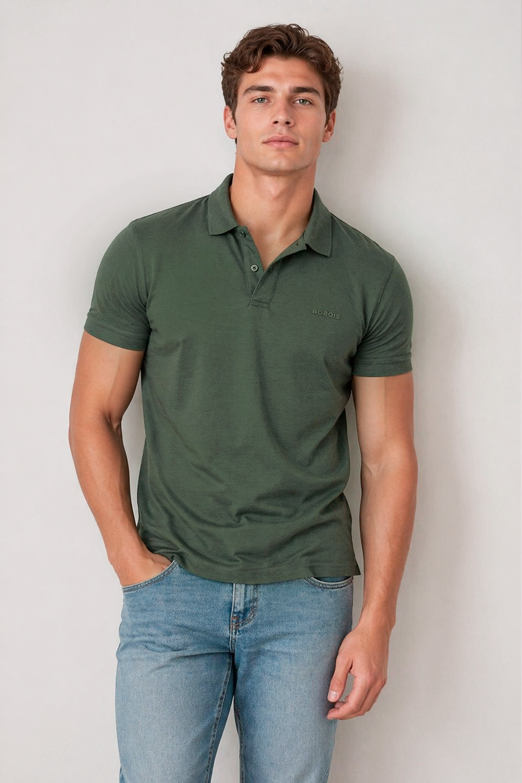 Playeras Polo Para Hombre Manga Corta Basica APOLBS Militar