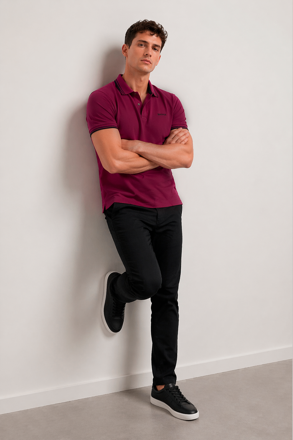 Playeras Polo Para Hombre Básica con Rayas APOLRS Vino