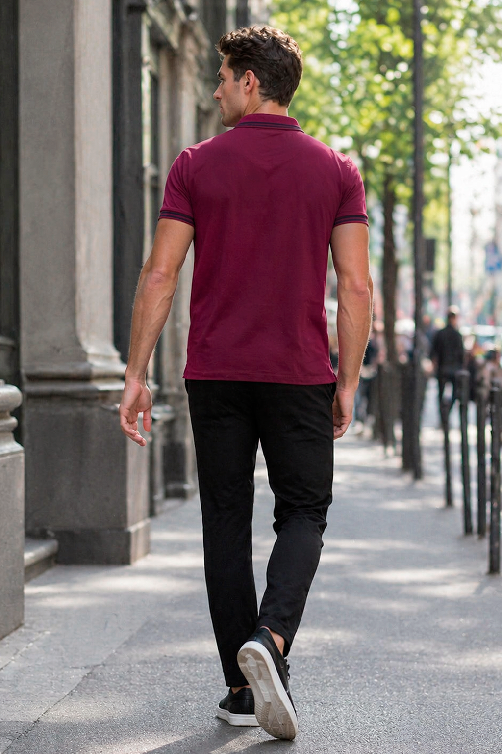 Playeras Polo Para Hombre Básica con Rayas APOLRS Vino