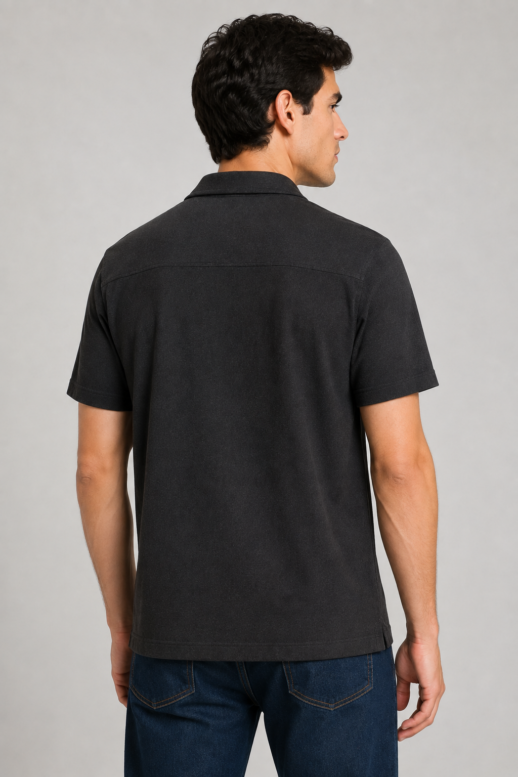 Camisas Para Hombre Manga Corta Tacto Cashmere B65451 Negro