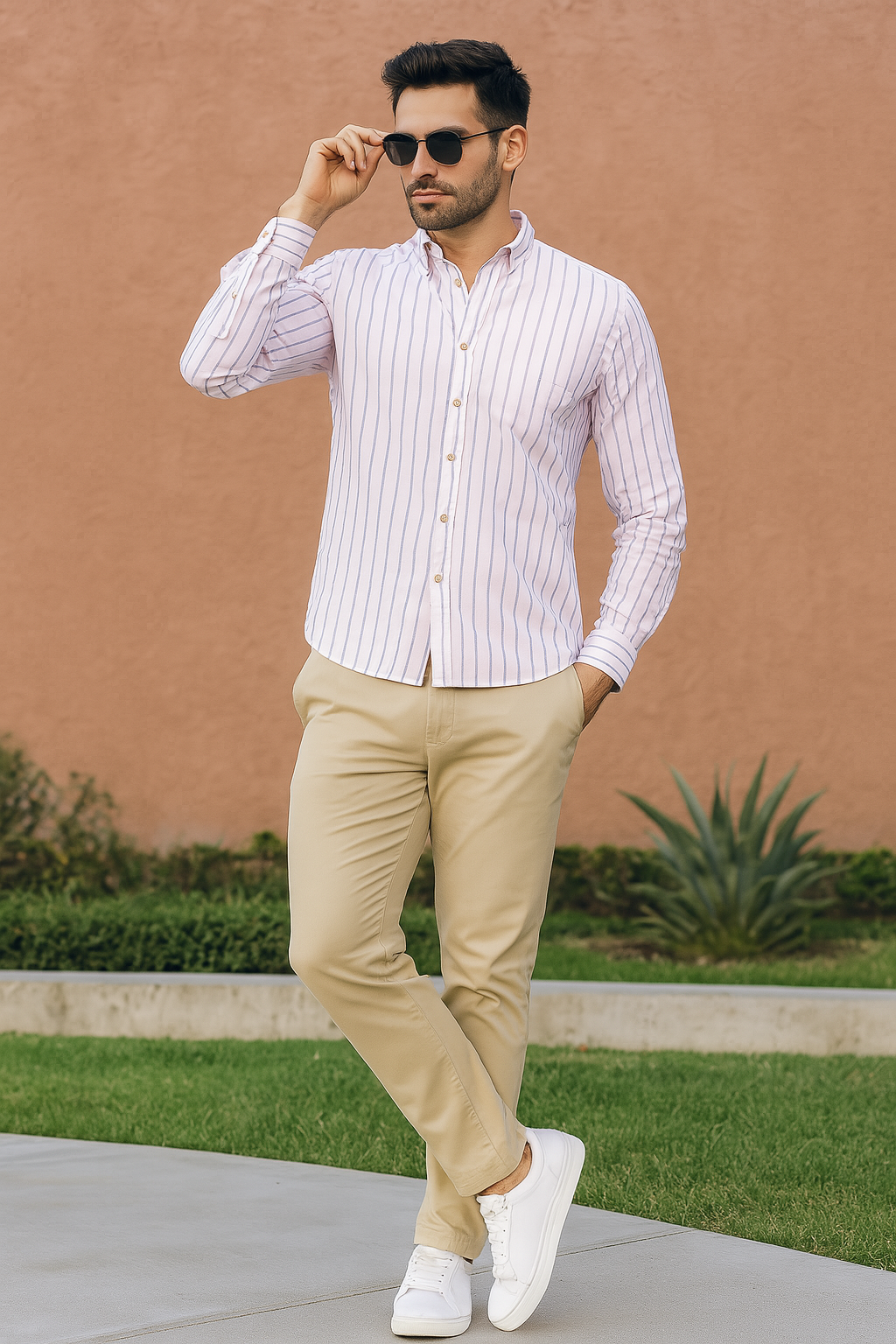 Camisas Para Hombre Regular Fit Oxford B51114 Rosa