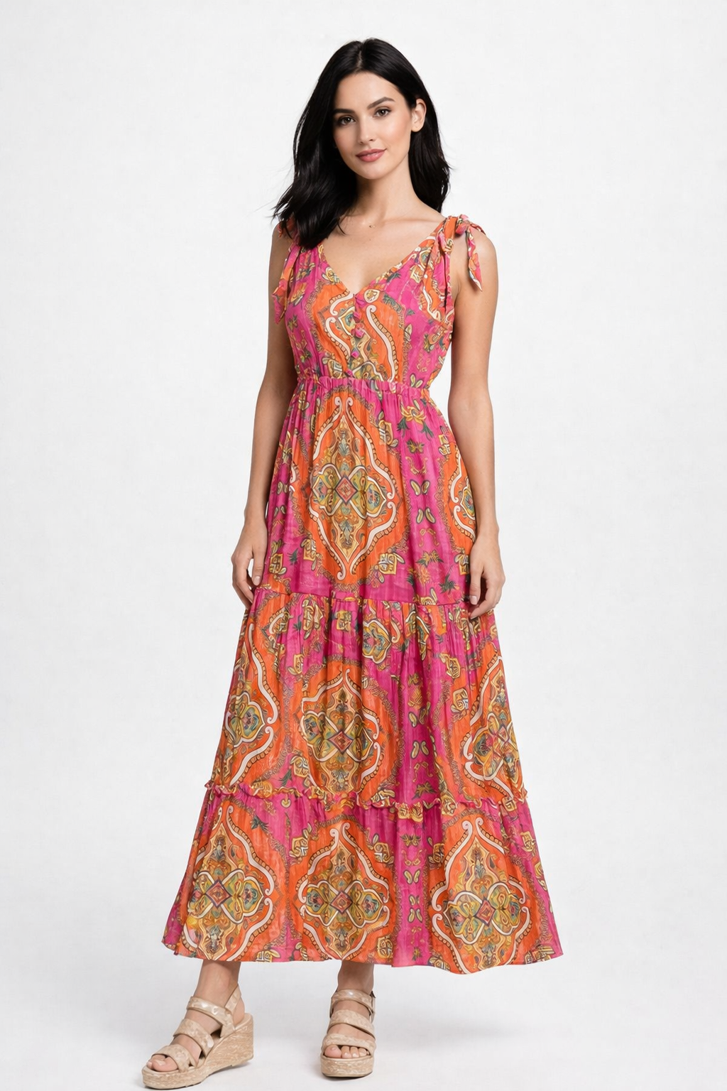 Vestidos Para Mujer Largo De Tirantes Paisley S61102 Unico