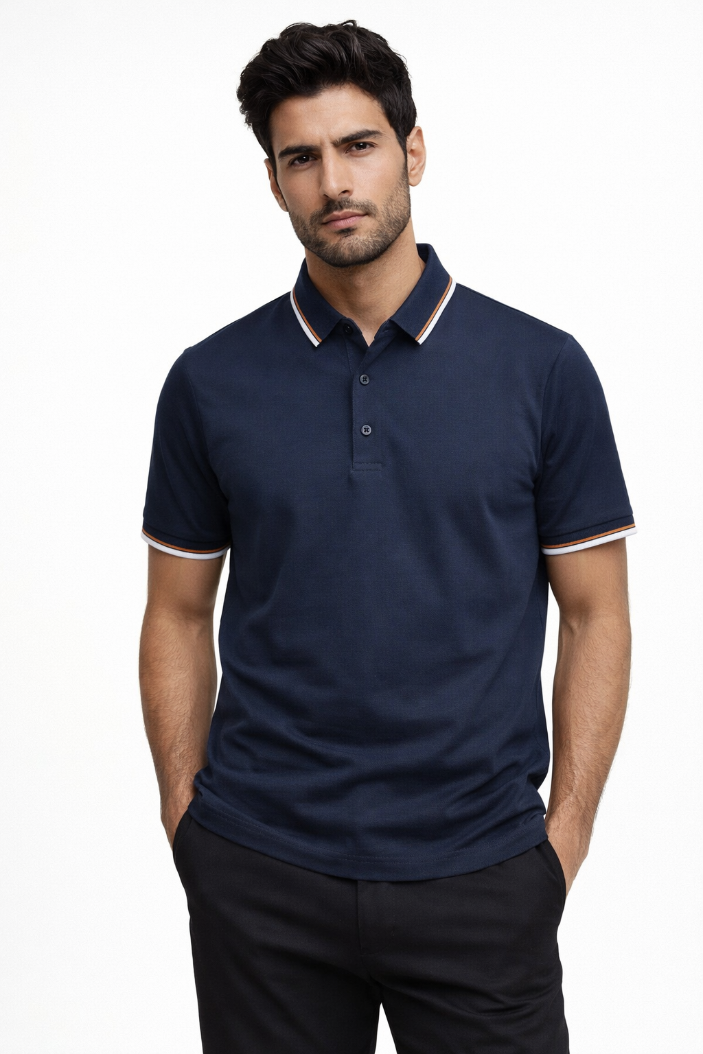 Playera Polo para Hombre Transpirable Stretch Antiarrugas A61413 Marino