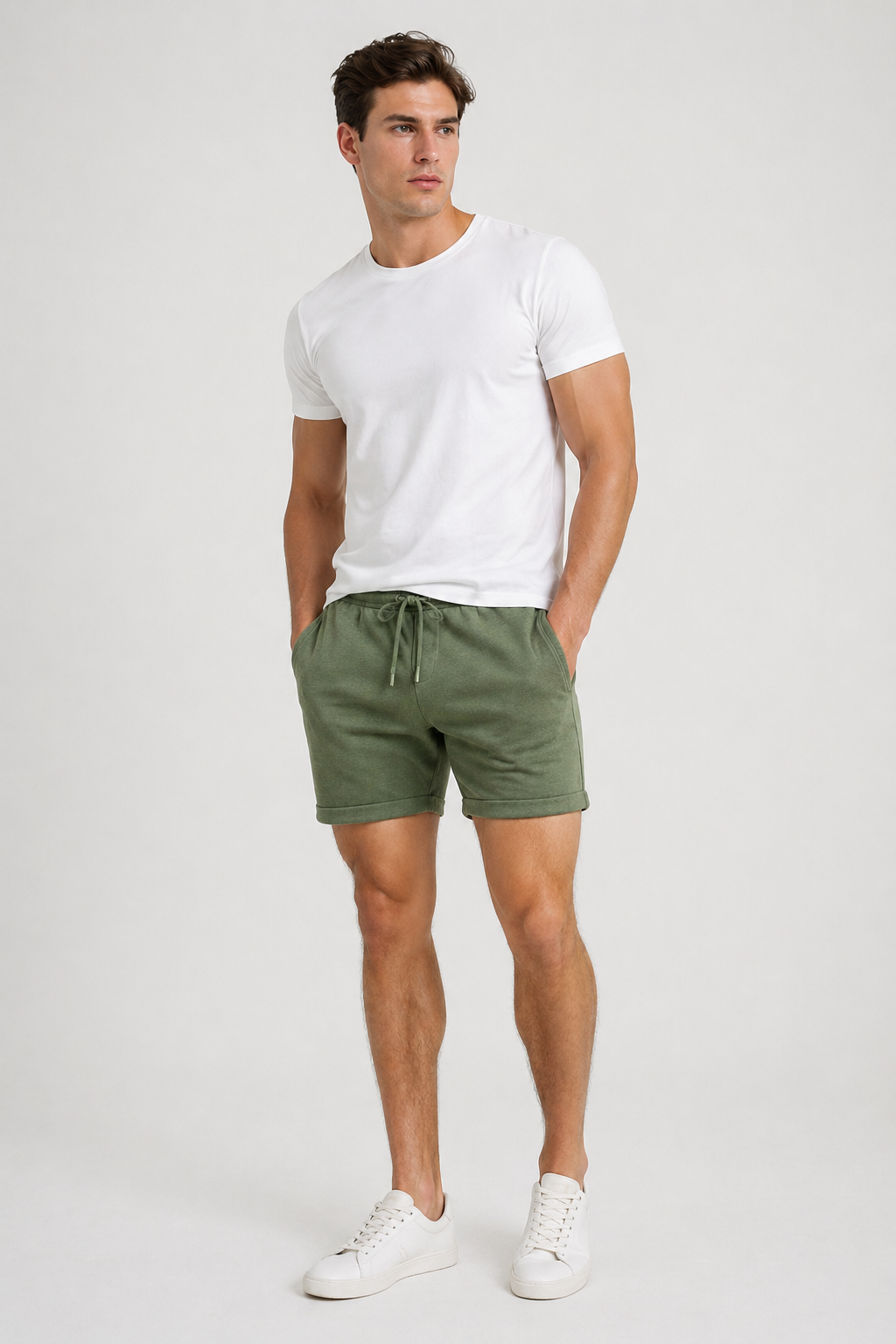 Shorts Para Hombre Bermudas Cortos Tejidos Con Jareta G61451 Olivo