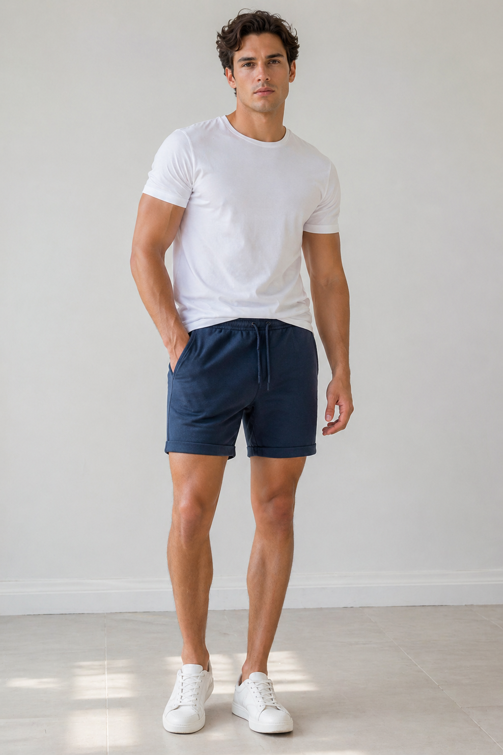 Shorts Para Hombre Bermudas Cortos Tejidos Con Jareta G61451 Marino