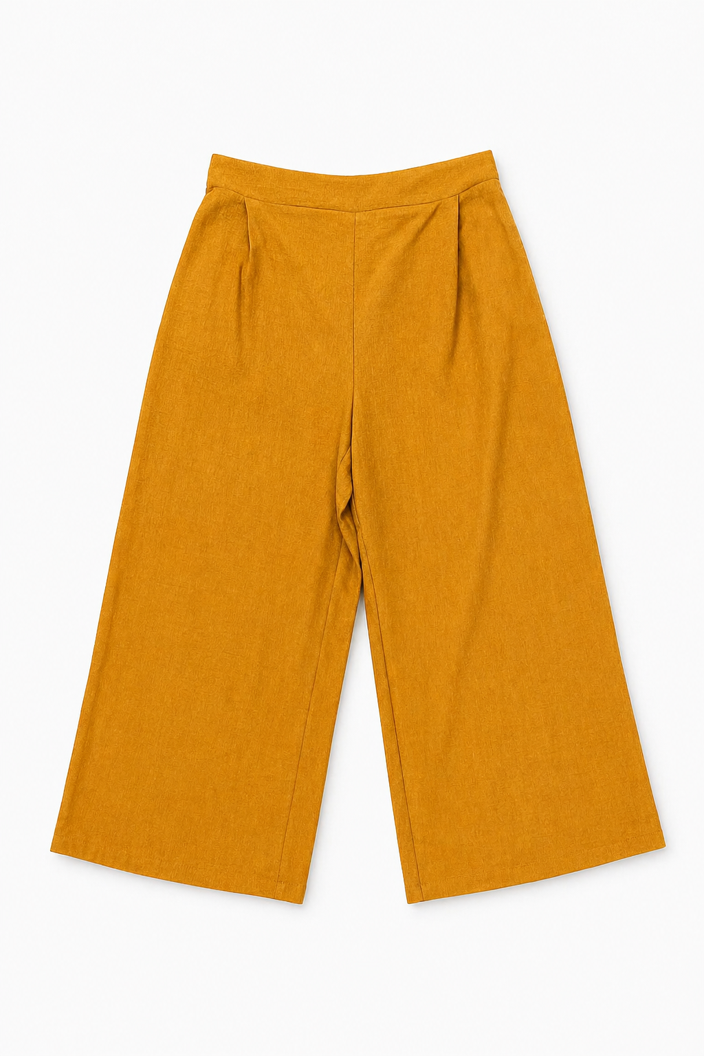 Pantalones Para Mujer Amplio Corto Con Pinzas W61113 Ocre
