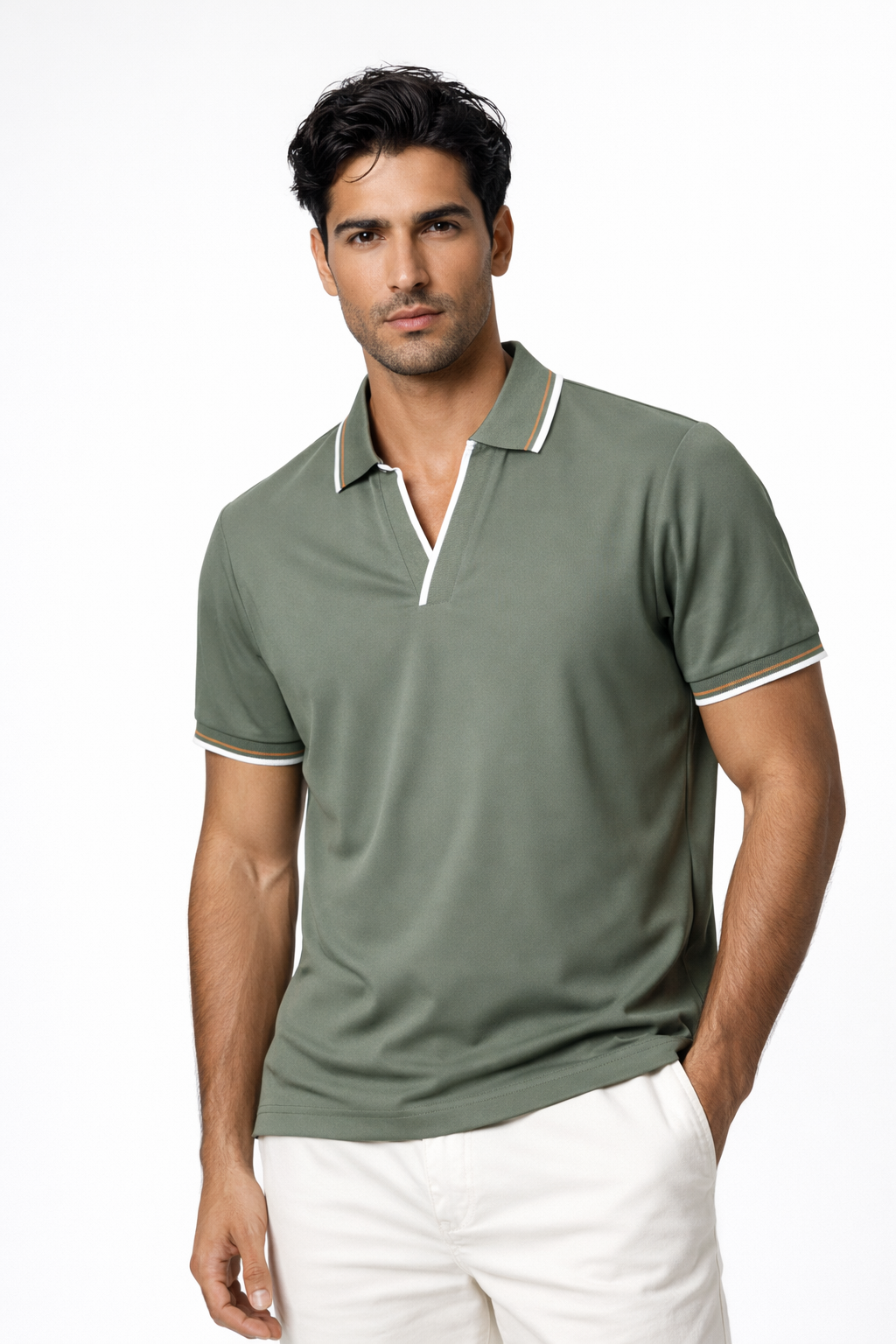 Playera Polo para Hombre Casual Antiarrugas A61416 Olivo