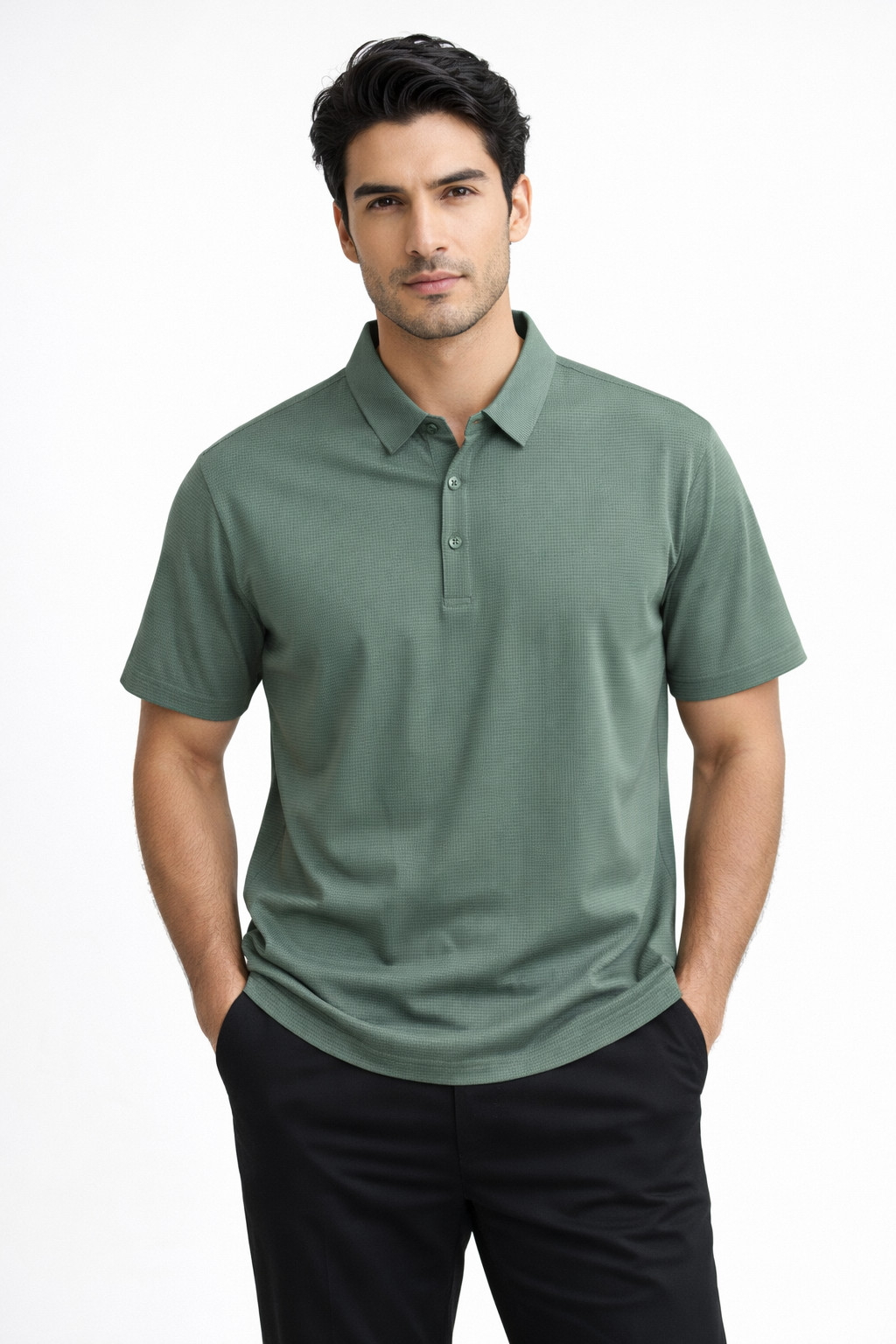 Playera Polo para Hombre Jacquard Super Stretch A61417 Verde