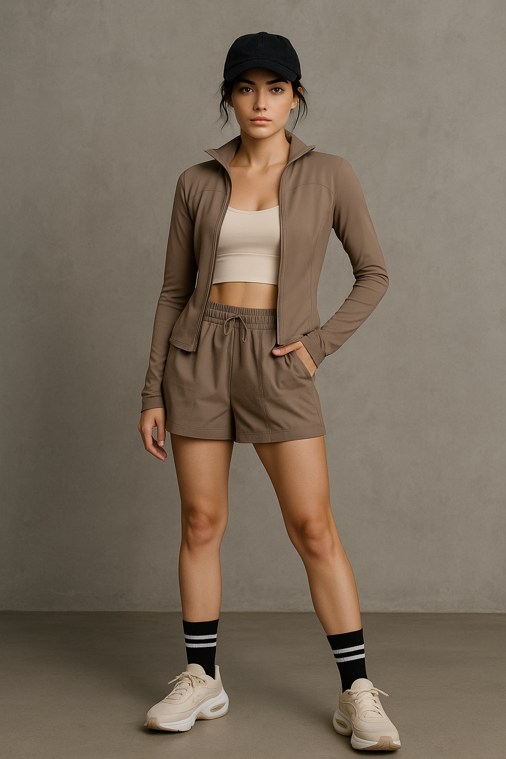 Chamarras Deportivas para Mujer Estilo Running Con Cierre MTWT01 Taupe