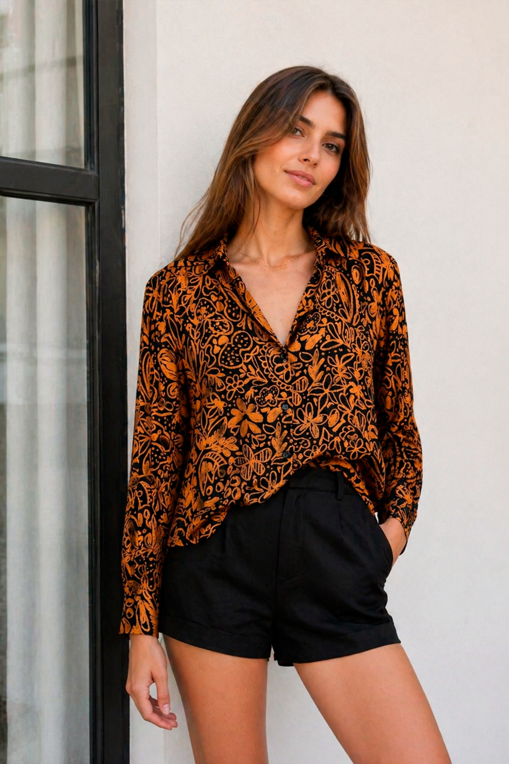 Blusas Para Mujer Camisera Fluida Estampada N53106 Unico