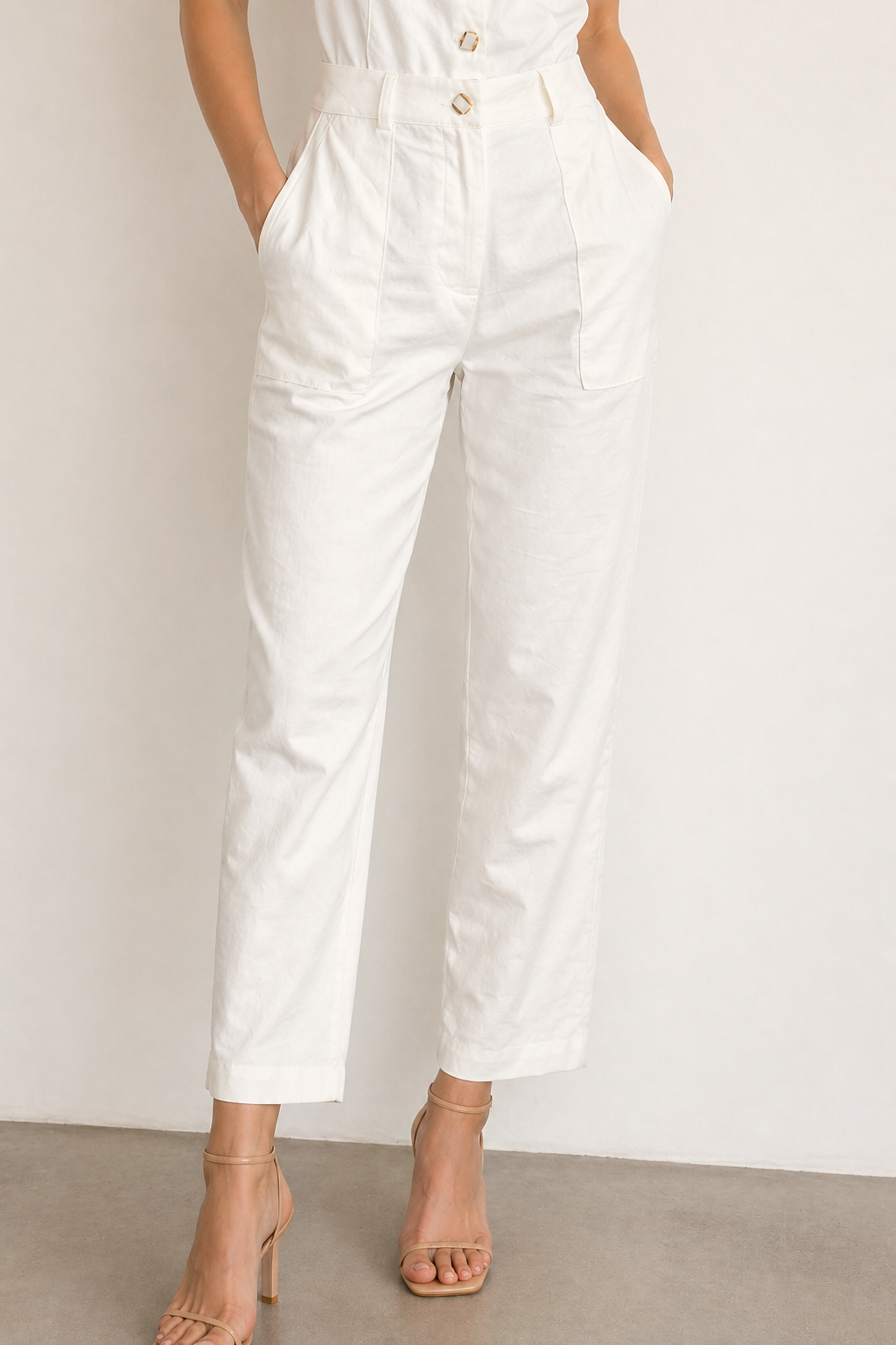Pantalones Para Mujer Tipo Lino Corte Recto W61118 Hueso