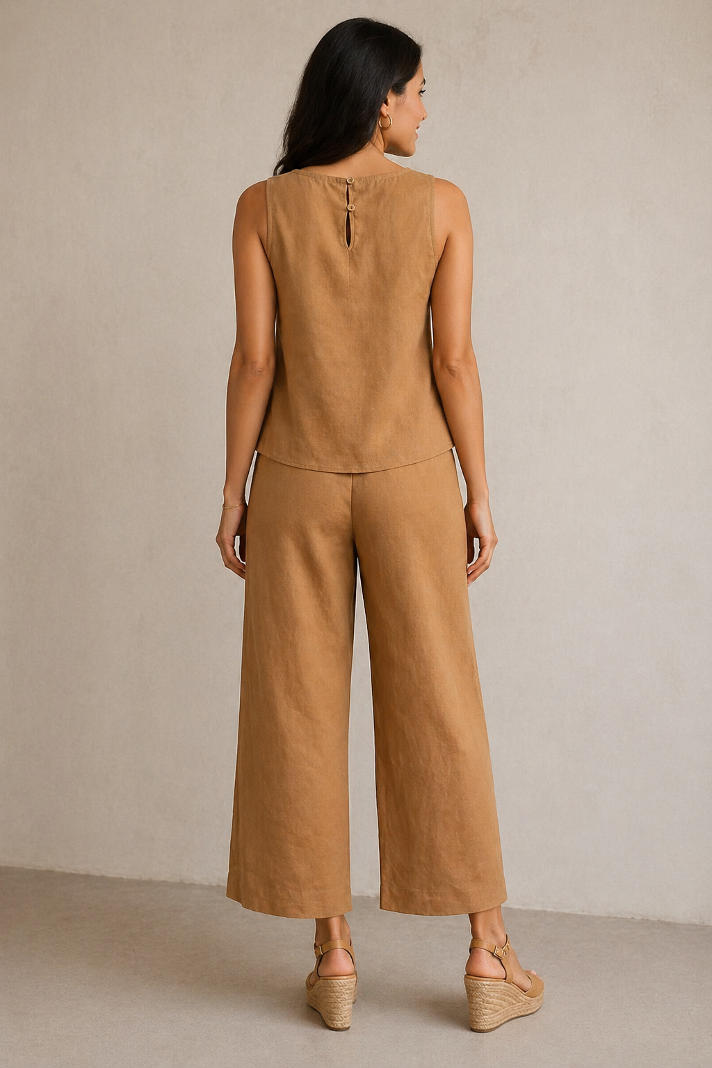 Blusas Para Mujer Sin Mangas Escote Barco N61149 Camel