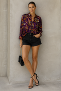 Blusas Para Mujer Camisera Estampada N53103 Morado