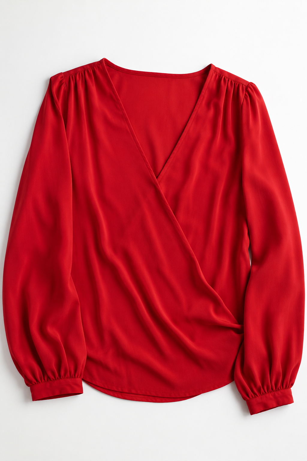 Blusas Para Mujer Satinada Con Escote Cruzado N53122 Rojo
