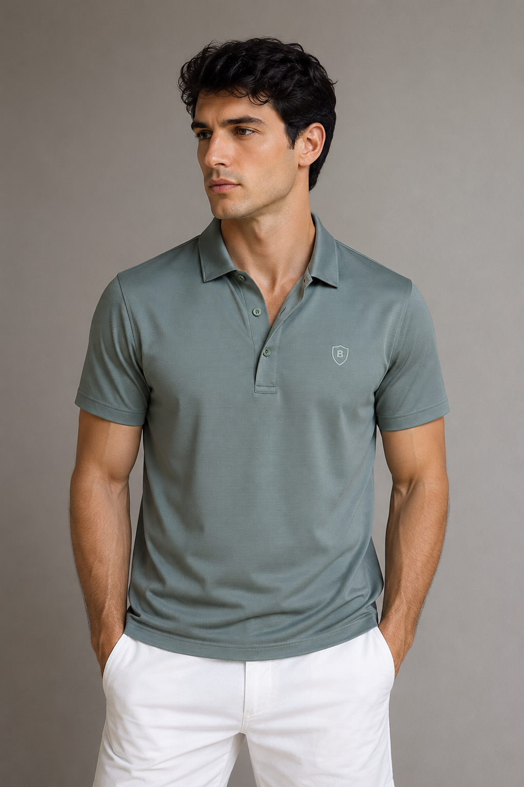 Playeras Polo Para Hombre Spandex Con Textura A55402 Verde