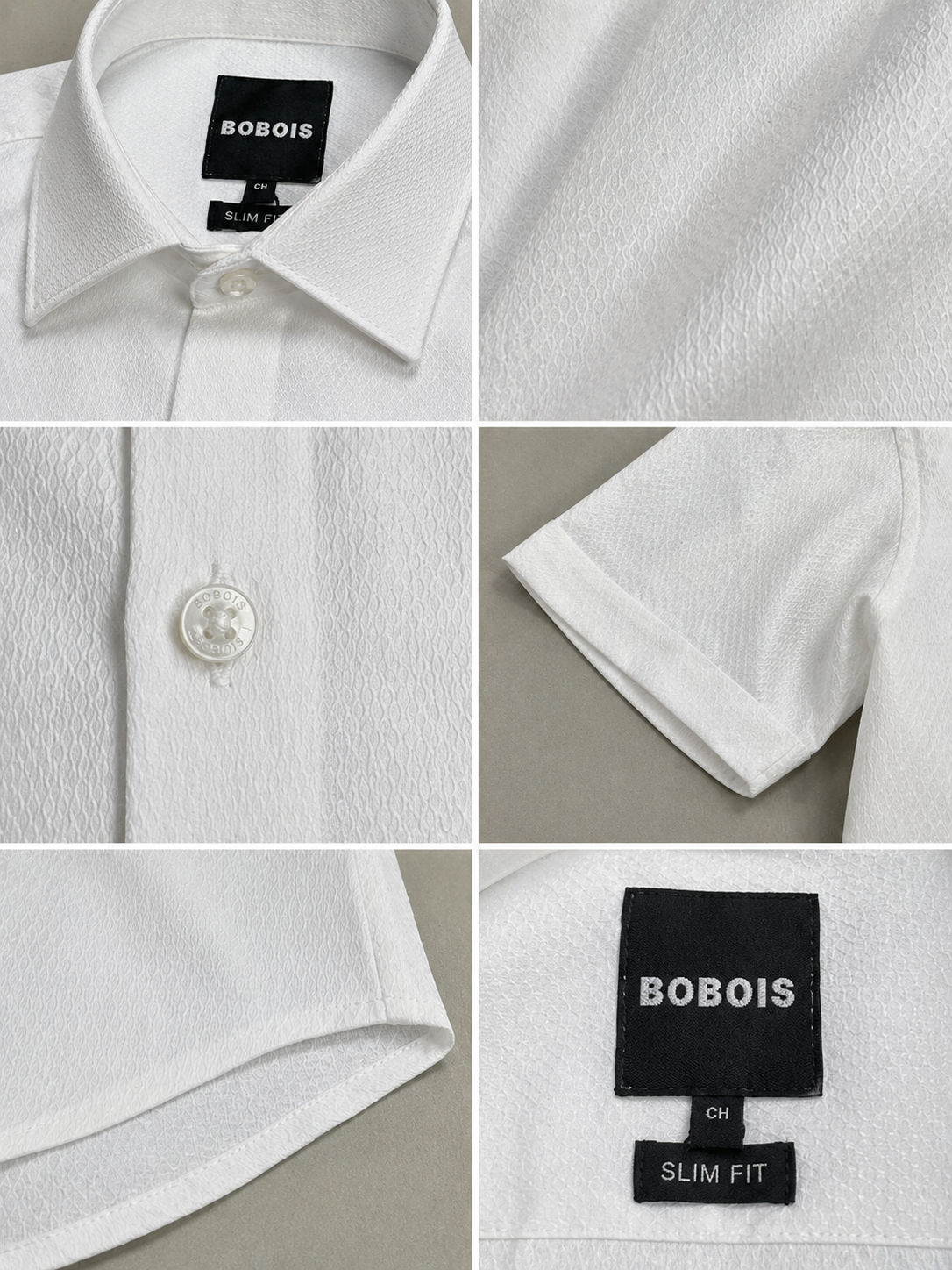 Camisas Para Hombre Manga Corta Jacquard B61351 Blanco