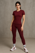 Playeras Deportivas para Mujer Ajustada Estilo Training MTDX40 Vino