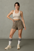 Shorts Deportivos para Mujer Ligero Estilo Running JYMK01 Taupe