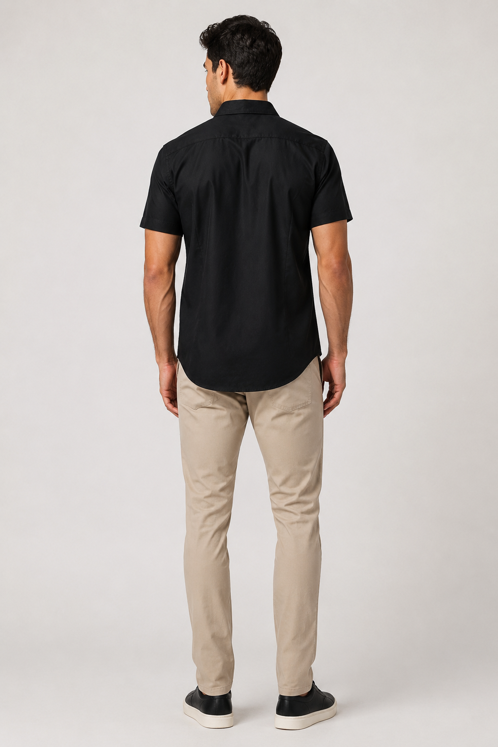 Camisas Para Hombre Manga Corta Jacquard  B61351 Negro