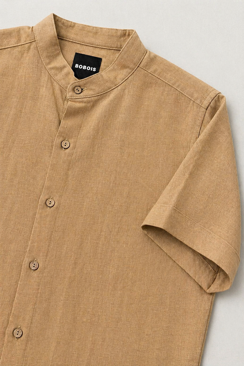 Camisas Para Hombre Tipo Lino Cuello Mao B61552 Camel