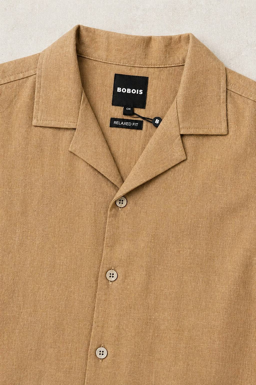 Camisas Para Hombre Tipo Lino Corte Relaxed Estilo Resort B61551 Camel