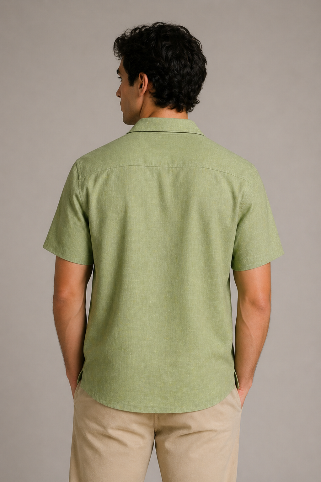 Camisas Para Hombre Tipo Lino Corte Relaxed Estilo Resort B61551 Olivo