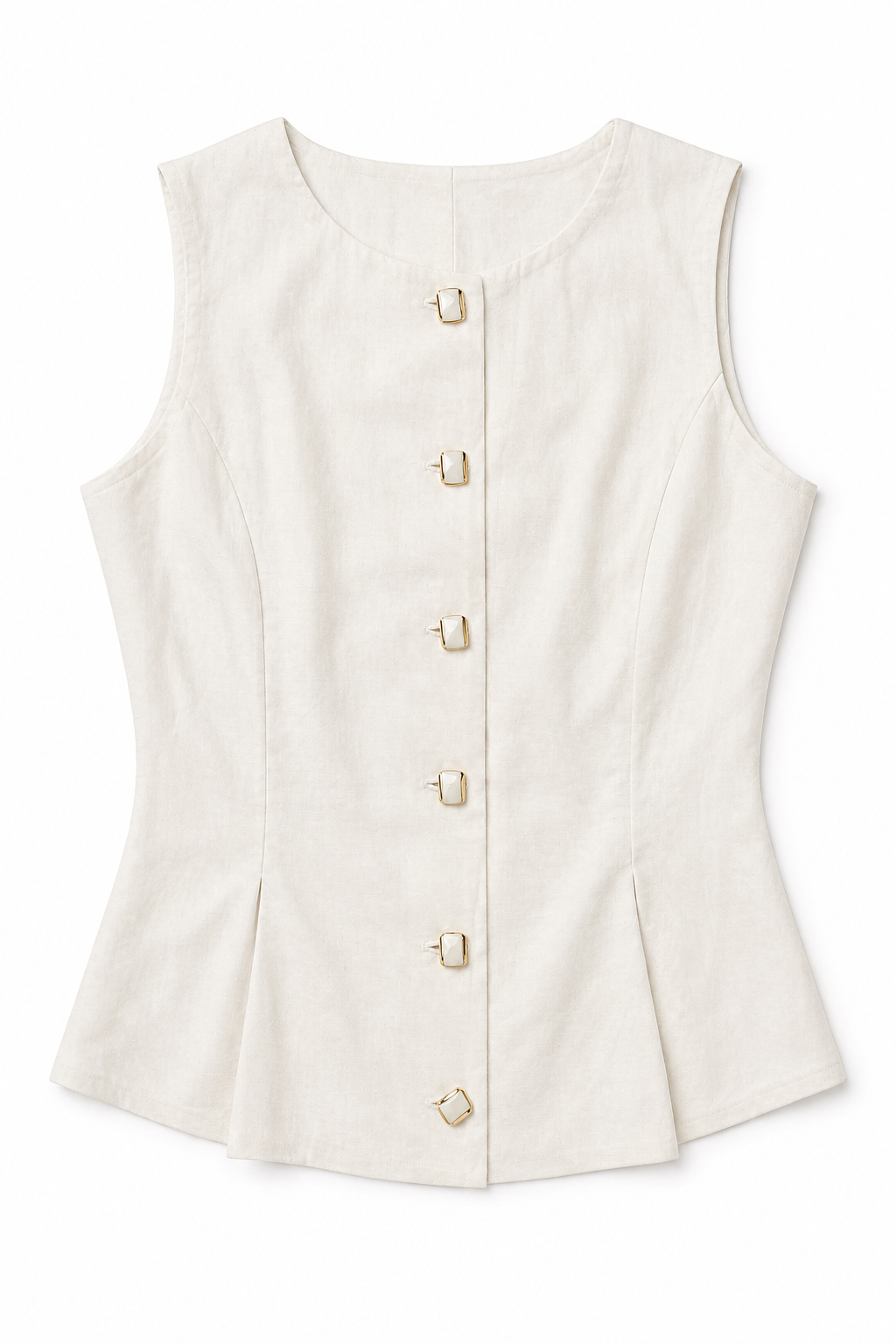 Chalecos Para Mujer Liso Tipo Lino Con Pinzas R61102 Hueso