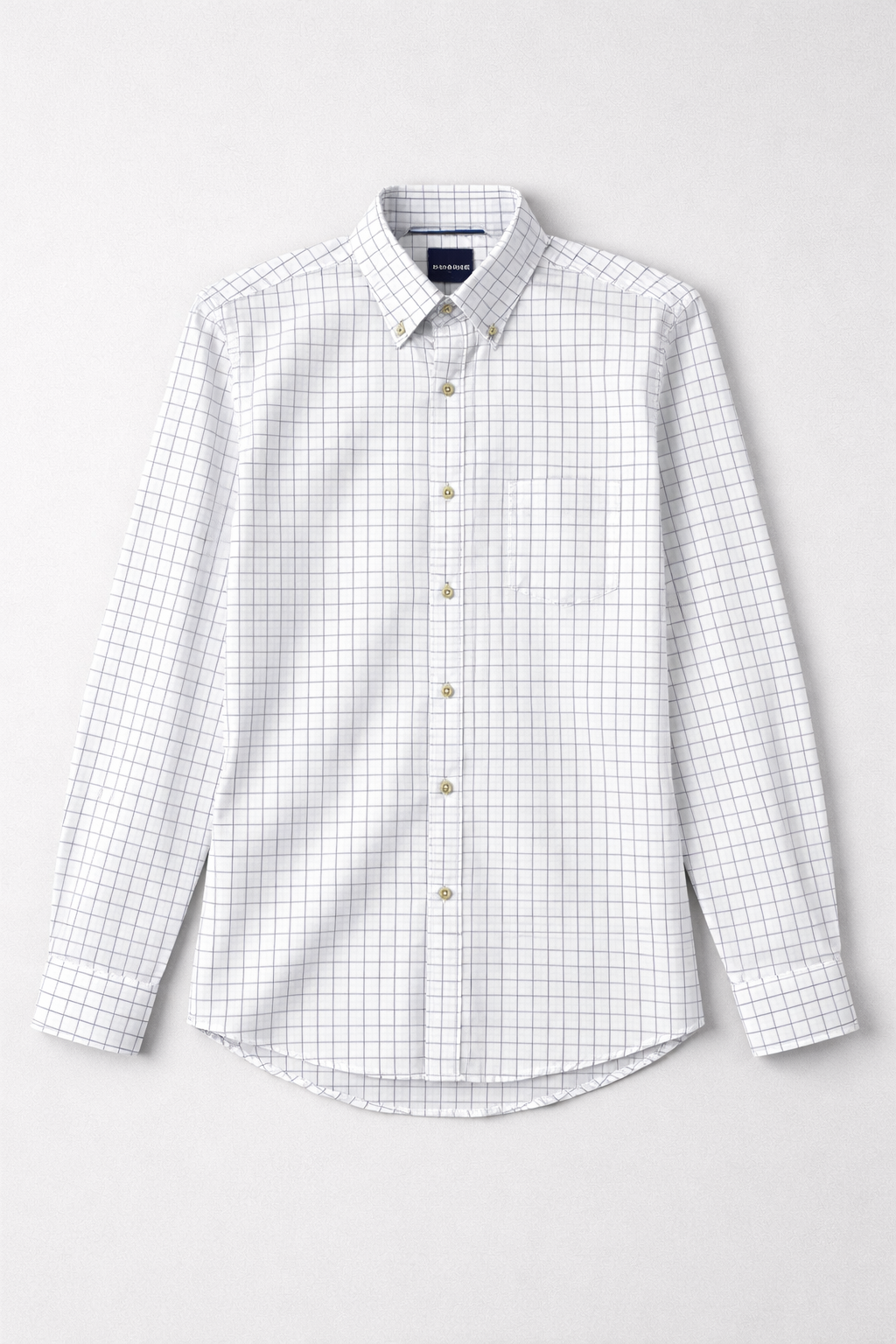 Camisas Para Hombre Manga Larga Cuadros B61205 Blanco