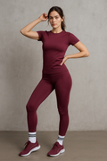 Leggins Deportivos para Mujer Con Bolsillos Mesh MTCK90 Vino