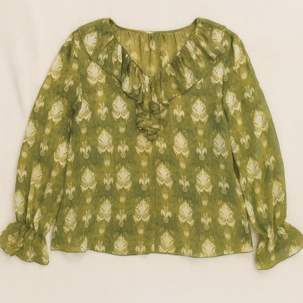 Blusas Para Mujer Manga Larga Chiffon Estampada N43110 Olivo