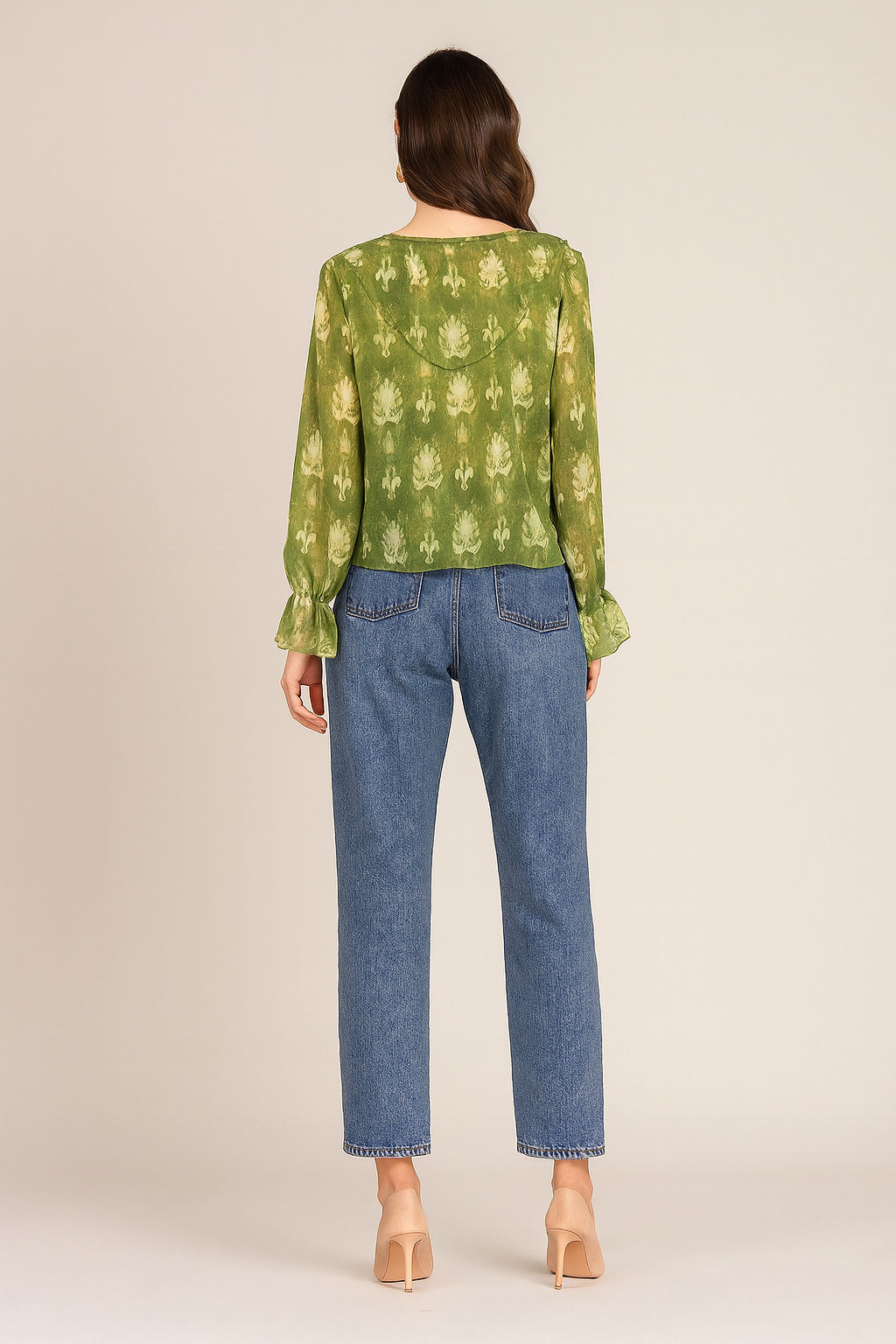 Blusas Para Mujer Manga Larga Chiffon Estampada N43110 Olivo