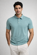 Playeras Polo Para Hombre Manga Corta Jacquard A51313 Verde