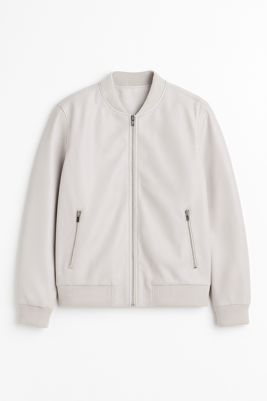 Chamarras Para Hombre Bomber Tipo Piel Cierre Frontal D45306 Blanco