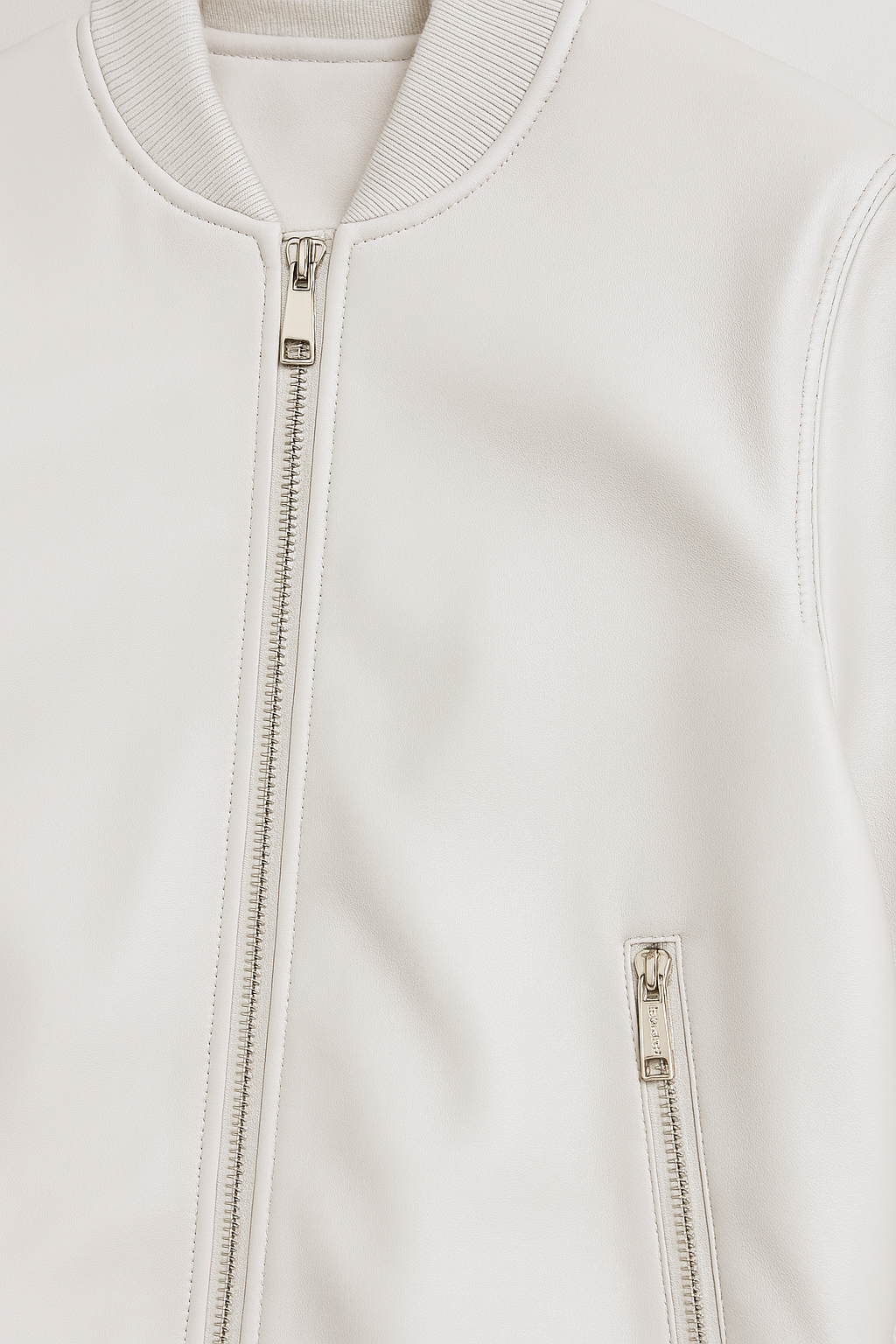 Chamarras Para Hombre Bomber Tipo Piel Cierre Frontal D45306 Blanco