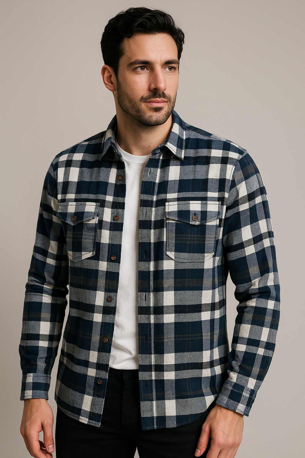 Camisolas Para Hombre Estilo Leñador B55129 Marino