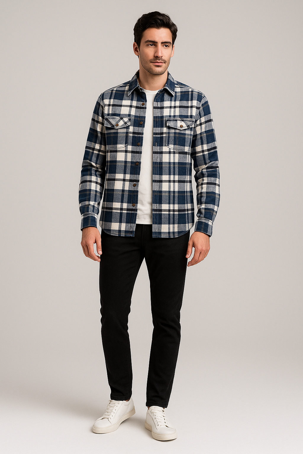 Camisolas Para Hombre Estilo Leñador B55129 Marino