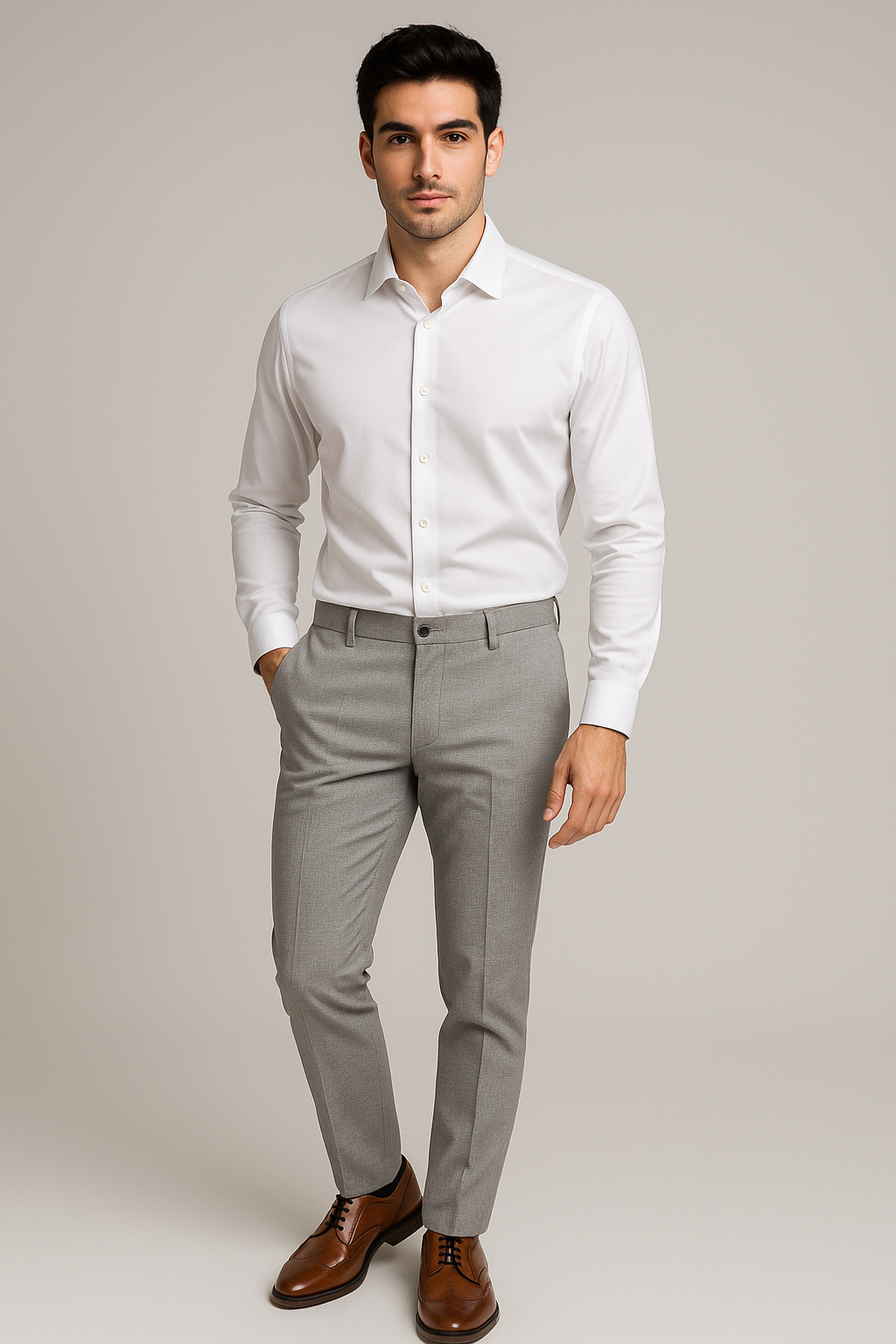 Pantalones Para Hombre De Vestir G55403 Gris