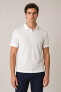 Playeras Polo Para Hombre Con Textura Geométrica Y Manga Corta A65414 Hueso