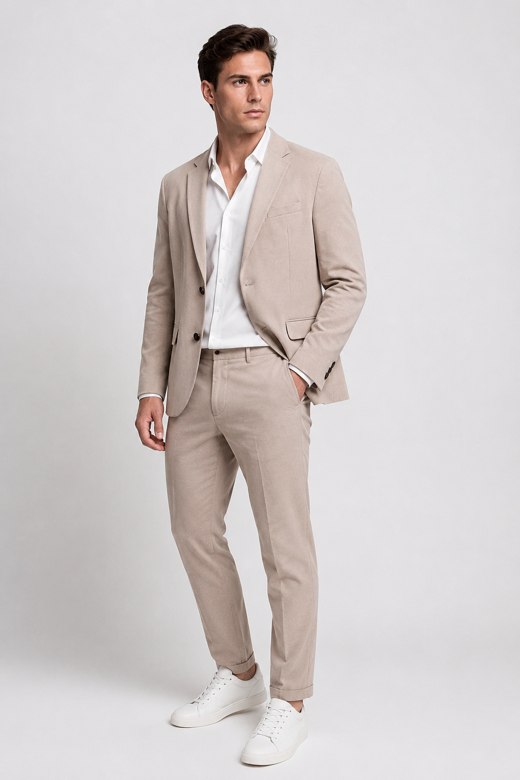Sacos Para Hombre Liso De Punto FFILATY Beige