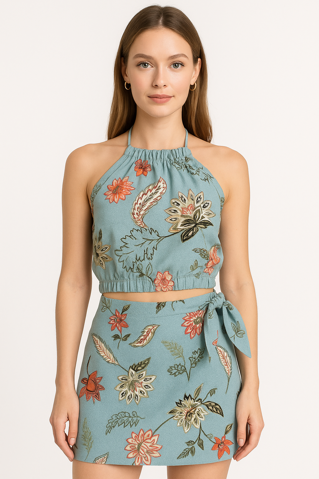 Blusas Para Mujer Top Tipo Lino Cuello Halter N51117 Sage